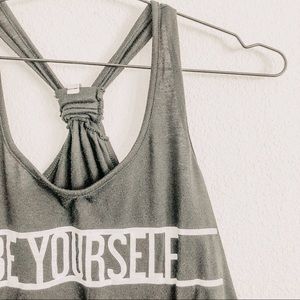 OMT Active Black/White “Be Yourself”Workout Tank. Size Large